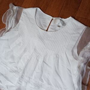 JOA Los Angeles‎ Women's Small White Ruffle Blouse Short-Sleeve Cropped Layered